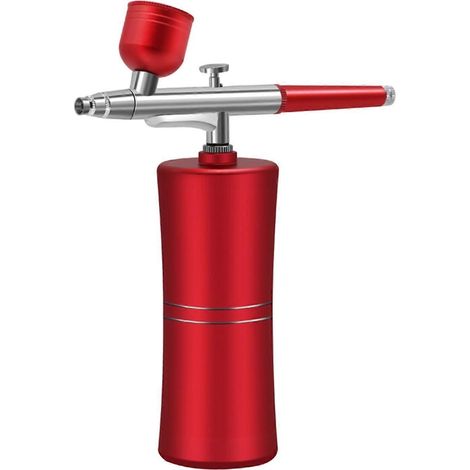 Mini pistolet à peinture rechargeable et portable, aérographe pour nail art, tatouage et loisirs créatifs (Rouge) (1/5)