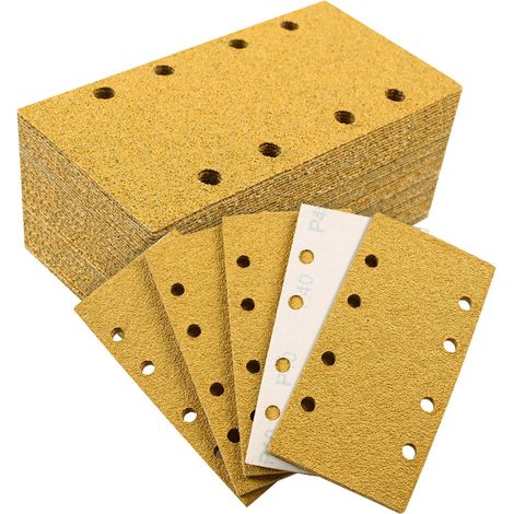 35 Feuilles Abrasives 93 x 185 mm 8 trous P40, Pour Ponceuse Orbitale Sur Bois, Métal, Peinture, Plastique (1/5)