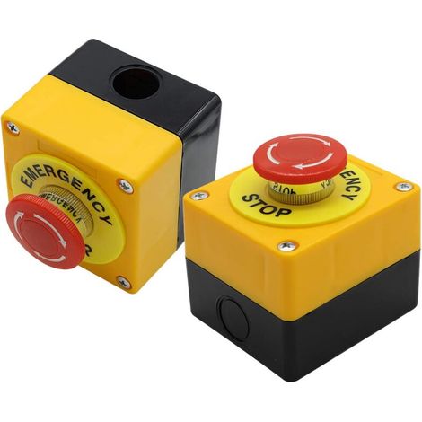 royaluxe -Station de bouton-poussoir, 660V 10A 2 pos 1NO 1NC interrupt à bouton-poussoir d'arrêt d'urgence instantané 40mm capuchon de champignon rouge 2 pièces (1/5)