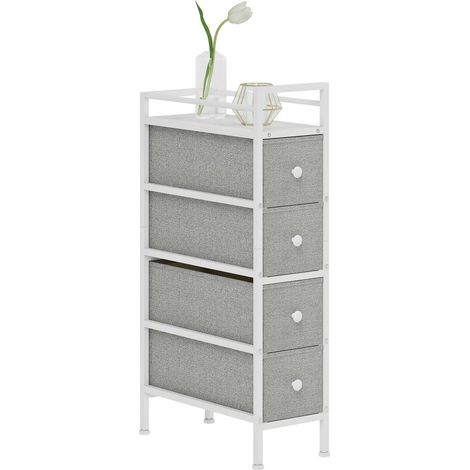 Dresser to 4 drawers in fabric, structure in steel, ideal for the bedroom, the small spaces, the living room or the wardrobe, gray clear. (1/5)