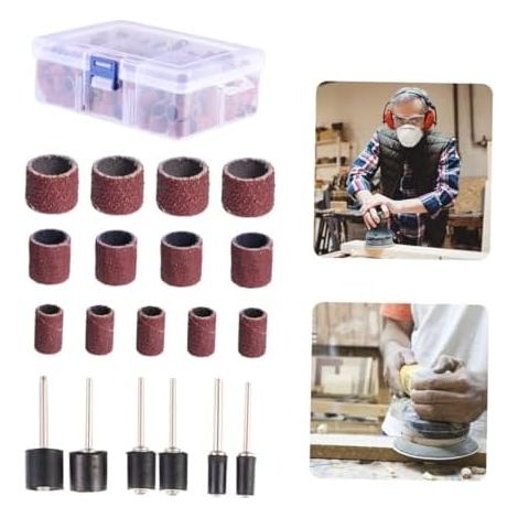 252 pièces Kit Manchons Ponçage Tambour Mandrin pour Outil Rotatif Tambours Ponceuse Durables et Élastiques Polissage Précis Métal Plastique - (1/5)