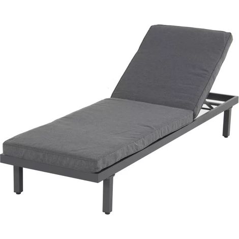 CHALET & JARDIN Bain de soleil Aveiro en aluminium - matelas en polyester - Anthracite (1/5)