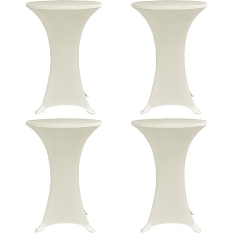 vidaXL Mantel elástico para mesa alta 4 unidades color crema Ø60 cm (1/5)