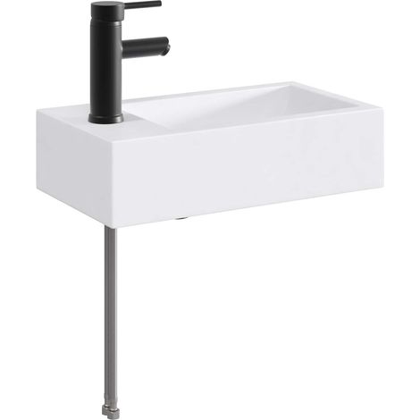 vidaXL Bathroom Wash Basin Matte Black 45.5 x 25.5 x 13 cm Metal
