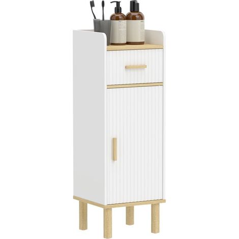Furniture of bathroom narrow with shelf adjustable white (1/5)