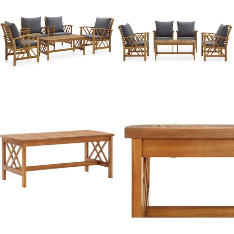 Salon de jardin 5 pcs avec coussins Bois d'acacia solide - Salon De Jardin - Mobilier De Jardin - Ensemble De Meubles D'extérieur - Chaises De Jardin - Acacia Massif - Home & Living (1/5)