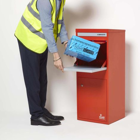 SMART PARCEL BOX™ Paketbriefkasten Paketkasten Standbriefkasten Paketbox, Entnahme hinten & vorne, Rot