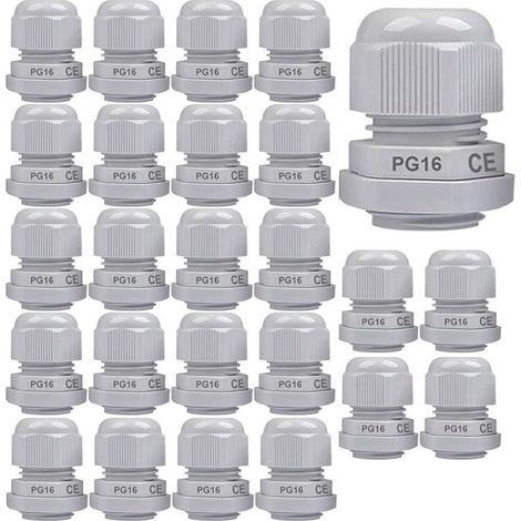 25pcs PG16 Presse-étoupe, Joint de Presse-étoupe en Plastique étanche IP68 Réglable 8.5-14 mm avec Joints en Caoutchouc, Connecteur de Fil M22 1.5, Protecteur de Fil (Blanc) (1/5)