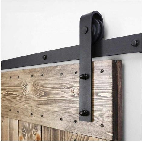 Rosvola Porte Coulissante 10FT/300CM ,Quincailleri Kit de Rail pour Porte Coulissante, Ensemble Industriel pour Porte Coulissante Interieur (1/5)