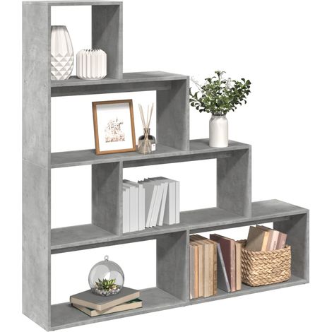 Raumteiler-Bücherregal 4 Etagen Betongrau 143,5x29x143,5 cm