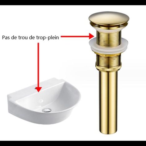 Siphon de Lavabo Universel, Évier Vintage Pop-Up en Laiton Doré, Design Élégant Sans Trop-Plein pour Salle de Bain