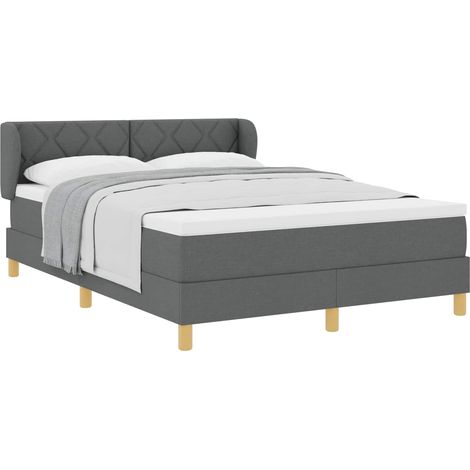 Maison Exclusive - Letto a molle con testiera Grigio scuro 140 x 200 cm Tessuto (1/5)