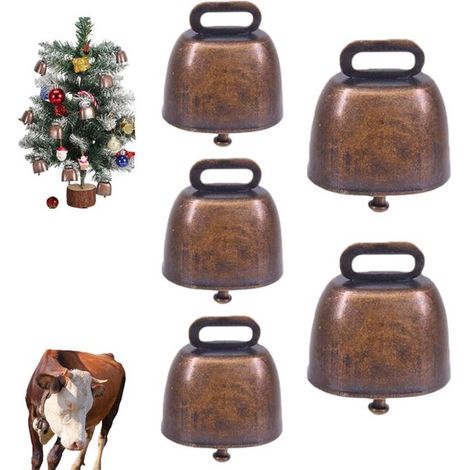 5 pezzi Campanacci per pascolo Campana in metallo Campanella a vento vintage Anti-smarrimento Animali domestici Campana natalizia Mini campana in rame Campana forte (1/5)