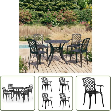 INLIFE Ensemble de bistro 5 pcs Aluminium coulé Noir (1/5)