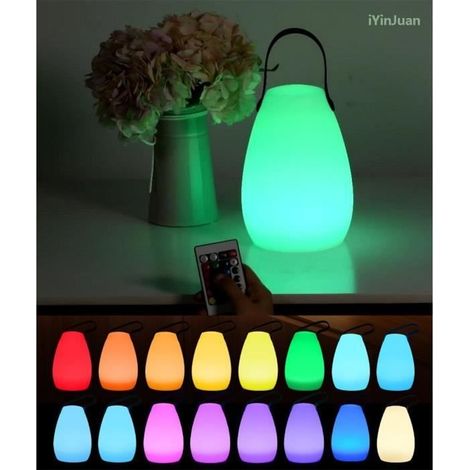 Lampe de Table LED Extérieur avec Télécommande 16 Couleurs Intensité Variable Lampe de Table Sans Fil étanche Décorate Maison (1/4)