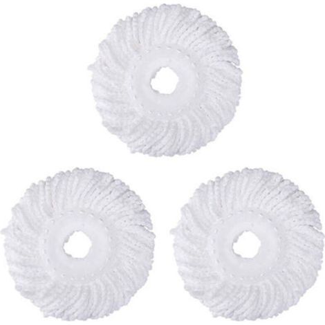Testina di ricambio in 3 pezzi per mocio rotante bianco, testina in cotone per mocio in microfibra, panno universale per mocio da 16 cm