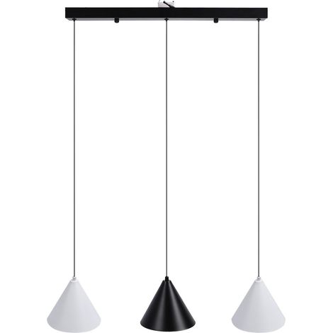Ortviai Suspension 3 lumières en fer design nordique avec 3 températures de couleur (blanc, noir, blanc) pour îlot cuisine et salon