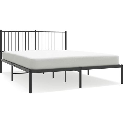 Maison Exclusive - Cadre de lit métal sans matelas et tête de lit noir 160x200 cm (1/5)