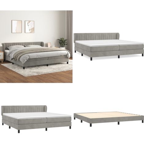 Boxspringbett mit Matratze Hellgrau 200x200 cm Samt - Samtbett - Boxspringbett - Doppelbett - Bettrahmen - Luxusbett - Home & Living (1/5)