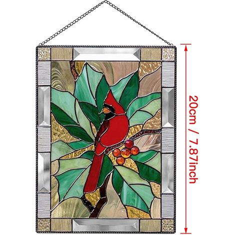 Buntglasdekoration mit Kolibri-Motiv, Vögel, für Vogelliebhaber, 19,8 cm (7,8 Zoll) – Khaki