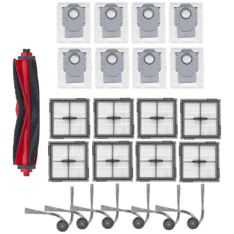 23 pièces pour robot aspirateur Q10 PF / Q10 PF+ : brosse latérale à rouleau, filtre HEPA et sac à poussière.