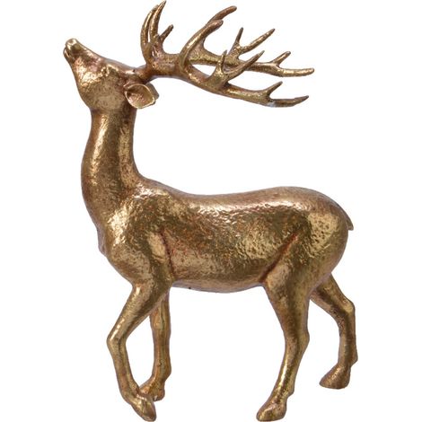 Renna in piedi , in resina colore oro decorazioni natalizie, da 41.30 cm
