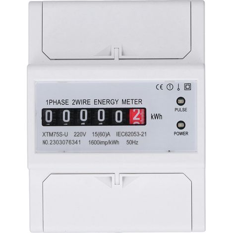 Compteur d'énergie monophasé 220 V CC à affichage numérique, montage sur rail 35 mm, 4 pôles-AquaForge (1/5)