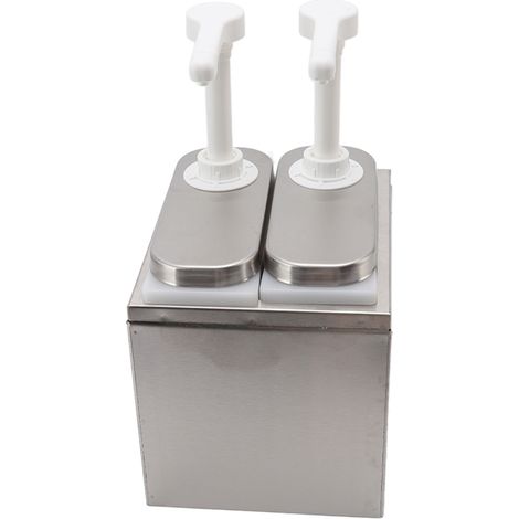 Distributeur de sauce en plastique et acier inoxydable, station de pompage pour condiments, distributeur de sauce pour la cuisine et la maison, pompe double de 1 L (1/5)