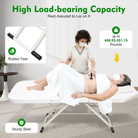 Mit 3 Zonen Klappbar Therapieliege Kosmetikstuhl Massageliege Massagebank Kosmetikliege Faltbarer Massagestuhl Bett PVC Salon SchöNheit Couch Tragbare Tattoo Spa Gesichtsbett Beauty Weiß (1/5)