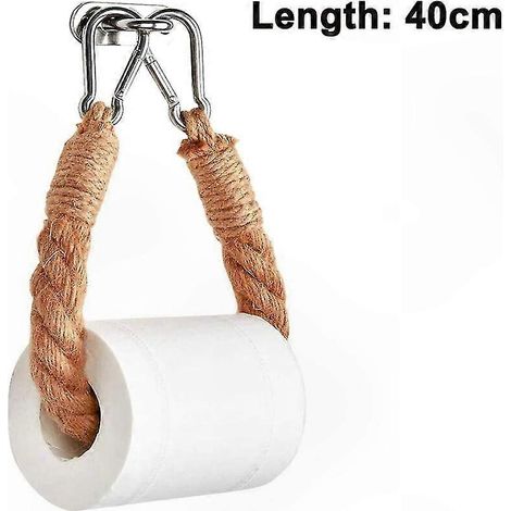 Porte-serviettes mural en corde de jute avec crochet métallique pour salle de bain, rangement pour papier toilette, rideaux de douche et accessoires, solution pratique et naturelle (1/5)