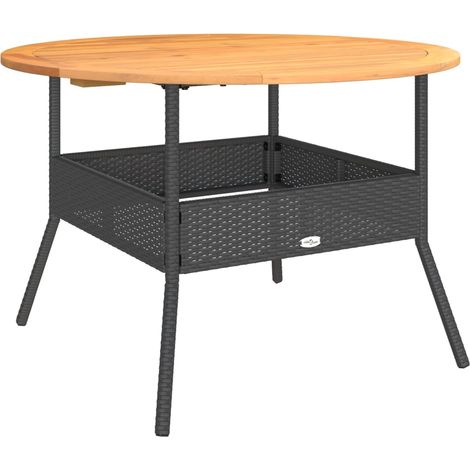 Table de jardin Table d'extérieur et dessus en bois d'acacia noir résine tressée (1/5)