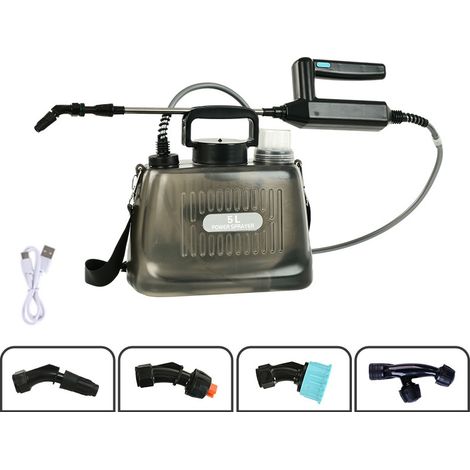 Arrosoir de jardin électrique, pulvérisateur électrique automatique, outil d'arrosage de jardin multifonction, 7,4 V, 5 L, gris (1/5)