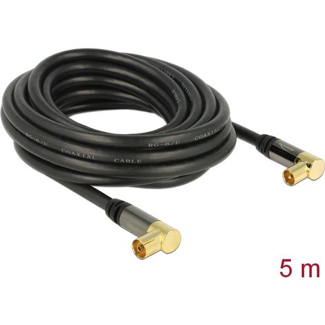 Delock antenna cable iec plug angled  iec jack angled 5 m black