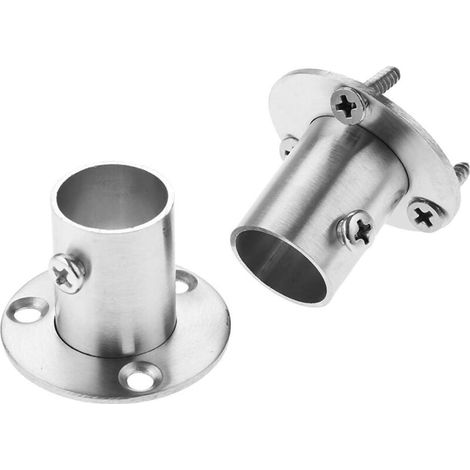 Pack of 2 brackets with flange for stainless steel wardrobe rail, 19 mm (1/5)