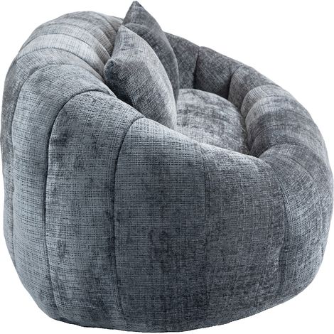 Chenille-Poufsessel mit Memory-Schaum und hoher Rückenlehne 145 x 95 x 63 cm Grau (1/5)