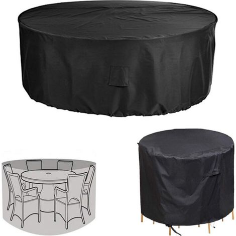 Housse pour mobilier de terrasse circulaire - Tissu Oxford résistant, imperméable, UV et déchirure, convient pour les ensembles de meubles de terrasse, couleur noire-38X40CM (1/5)