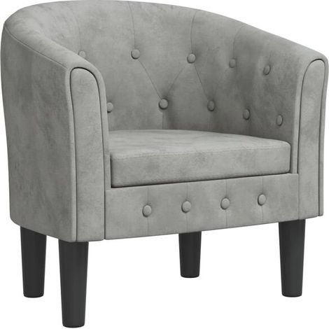 Fauteuil convertible en velours gris clair (1/5)