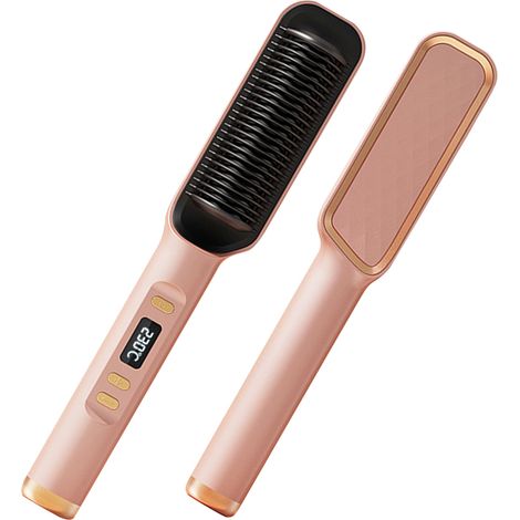 Brosse Lissante - Chauffage Rapide 30 S - Température Réglable 80 À 230 °C - Écran LED - Arrêt Automatique Après 10 Min - Anti-brûlure - 1 Pièce (1/5)