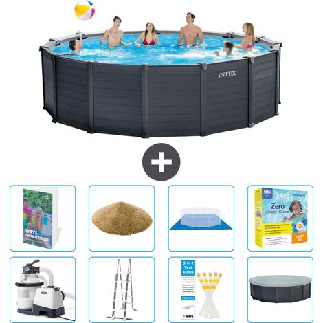 Intex Piscina Graphite Panel Rotonda - 478x124 cm - 9-pezzi  S692