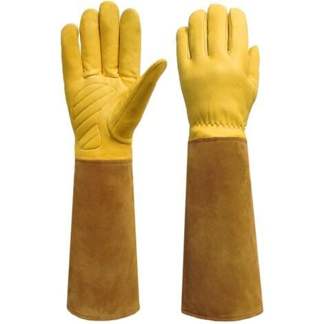 Gants de protection contre les épines, gants de jardinage longs, anti-cueillette d'épines et anti-coupure, taille 11,5 cm - Marron (1/5)