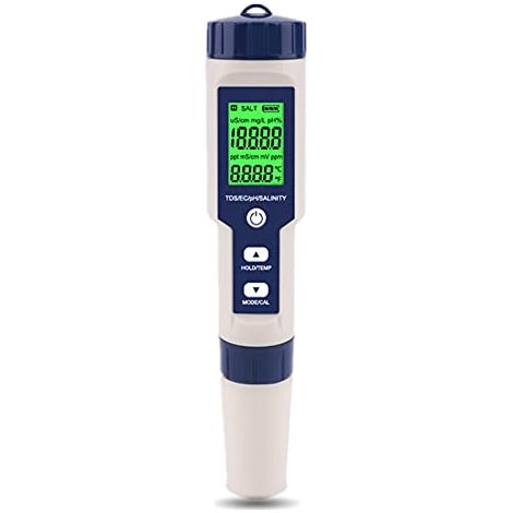Ccykxa – Testeur de qualité de l'eau numérique 5 en 1 – pH, TDS, EC, salinité, température – Léger et portable pour laboratoire et jardin (1/5)
