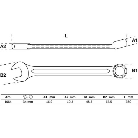 Chiave  combinata a  forchetta  e ad  anello  BGS  SW  34  mm  -  1084 (1/4)