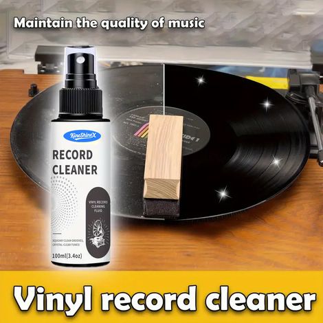 Reinigungs- und Pflegeset für Schallplatten, Reinigungs- und Polierflüssigkeit für Grammophone, Fleckenentferner, Staubentferner und Reinigungsspray. (1/5)
