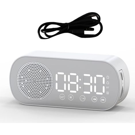 Radio-Réveil Bluetooth - 1 Unité - ABS Blanc - Double Alarme FM USB - Bureau Chambre (1/5)
