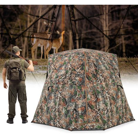 Affût camouflage en Oxford 150D avec fenêtres silencieuses et arceaux en fibre de verre pour chasse au cerf et à la dinde (1/5)