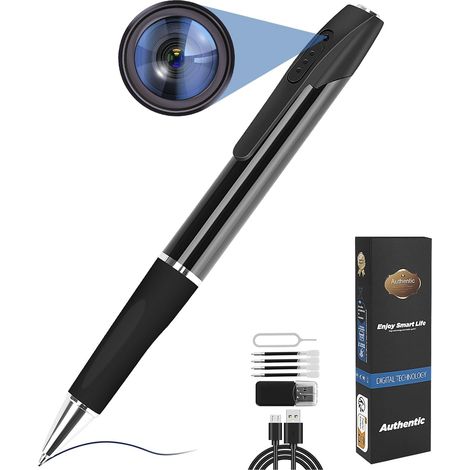 Caméra Espion Caméra Cachée Stylo 1080P Mini Caméra de Poche avec Carte SD 32 Go Caméra Stylo avec Enregistrement Vidéo Prise de Photo et 150 Mins d'Autonomie de la Batterie Rechargeable (1/5)