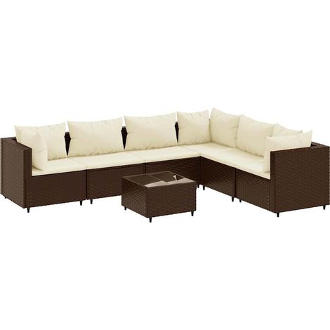 Maison Exclusive - 7-tlg. Garten-Lounge-Set mit Kissen Braun Poly
