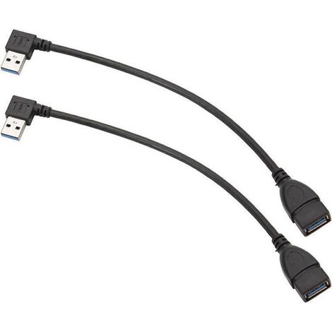 2 câbles d'extension USB 3.0 coudés à 90° (adaptateur mâle-femelle, sortie de données gauche) (1/5)