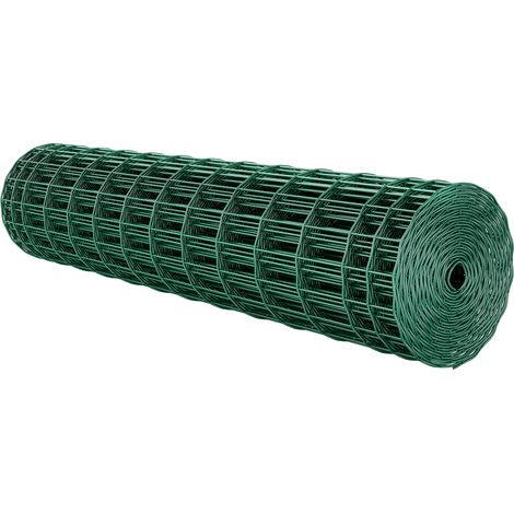 Mophorn Valla de jardín 1,2 x 25 m, malla de 2,1 mm, alambre de acero galvanizado con recubrimiento de vinilo, ideal para ganado, cerdos, ovejas, recintos de animales, jaulas y jardines, color verde (1/5)