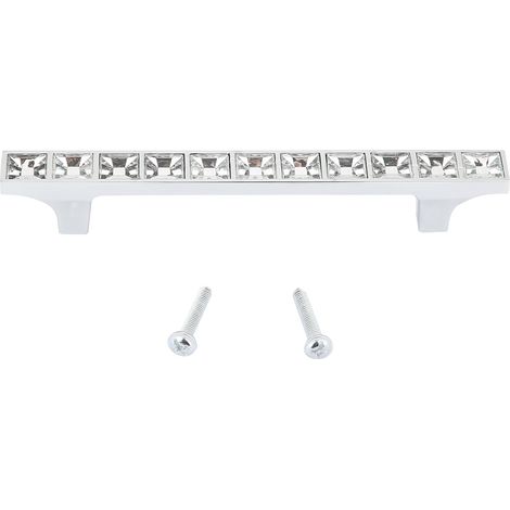 Poignées de porte en alliage de zinc pour armoire/penderie, motif cristal diamant 6715 (96 mm / 3,8 po)